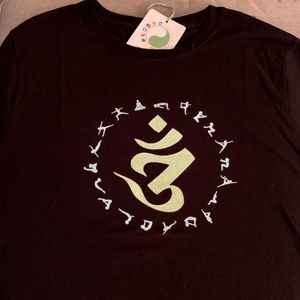 Women's Large Om Symbol & Yoga Poses T-shirt